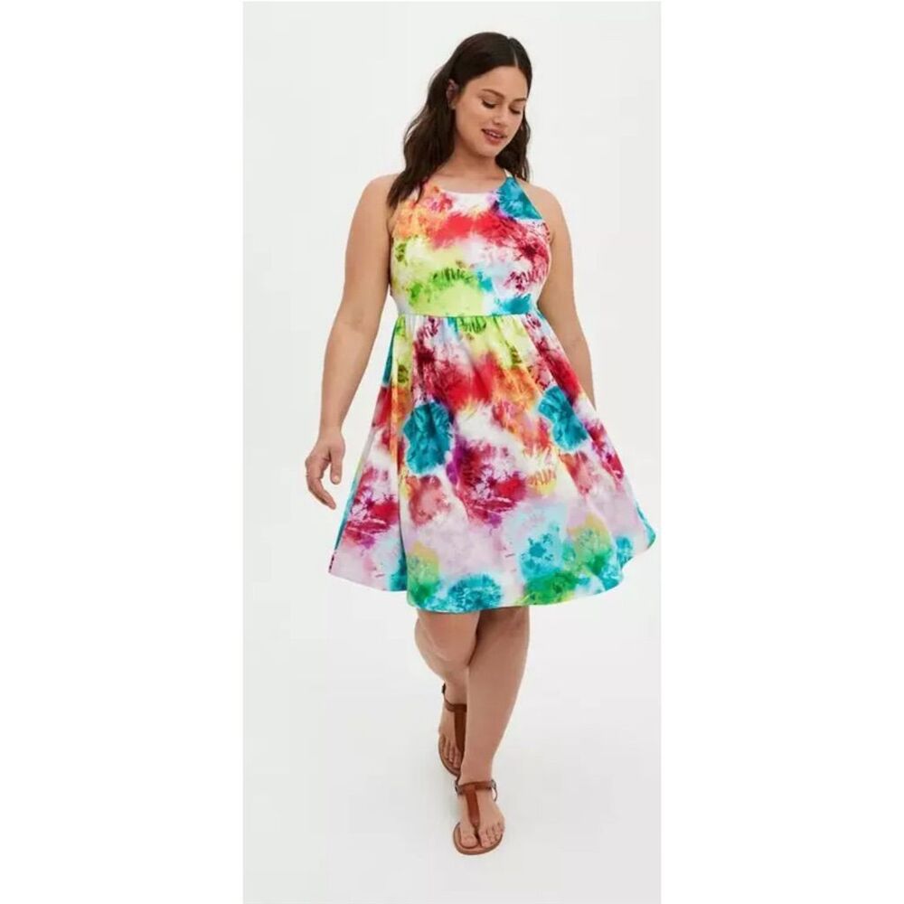torrid Multicolor Tie-Dye Fit & Flare Dress